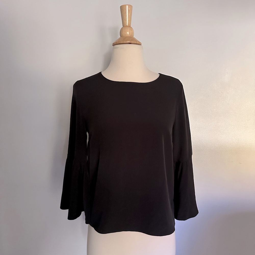 Topshop black bell 3/4 sleeve blouse size 6